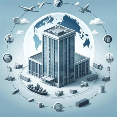 Office and global trade icons emphasize the benefits of an outsourcing company in the Philippines.
