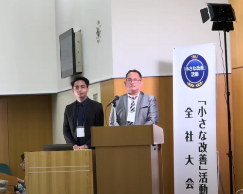 Kaizen event podium highlights leaders' commitment to continuous improvement activities.