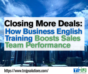 Business English training boosts sales team performance - TMJP BPO Services promotional banner