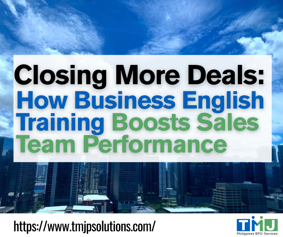 Business English training boosts sales team performance - TMJP BPO Services promotional banner