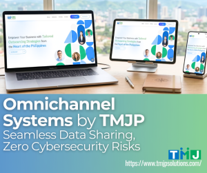 Laptop, tablet, and smartphone showing TMJP website on a desk.
