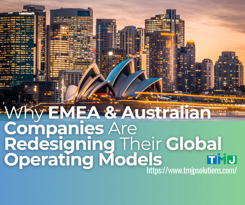 Australia at sunset with skyscrapers in the background, highlighting global business transformation.
